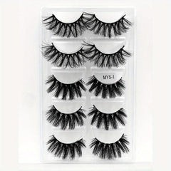 5 Pairs Faux Mink Eyelashes 5D Natural Thick Style False Eyelashes