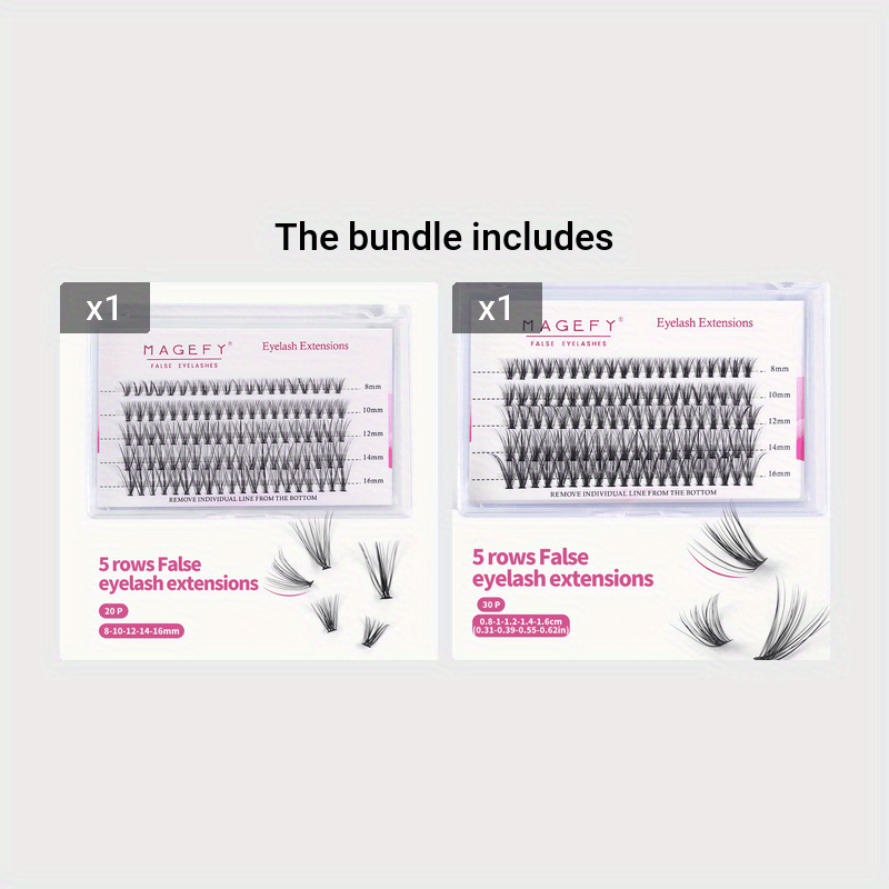 100pcs Fishtail False Eyelashes Natural 8-16mm Cluster Lashes