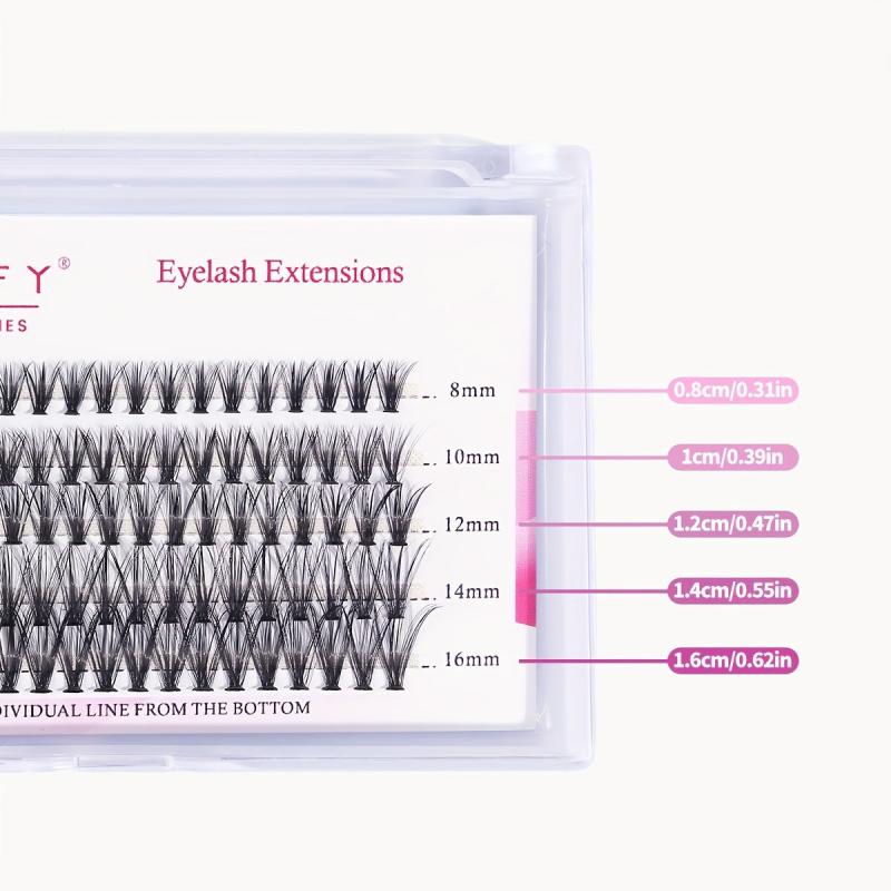 100pcs Fishtail False Eyelashes Natural 8-16mm Cluster Lashes