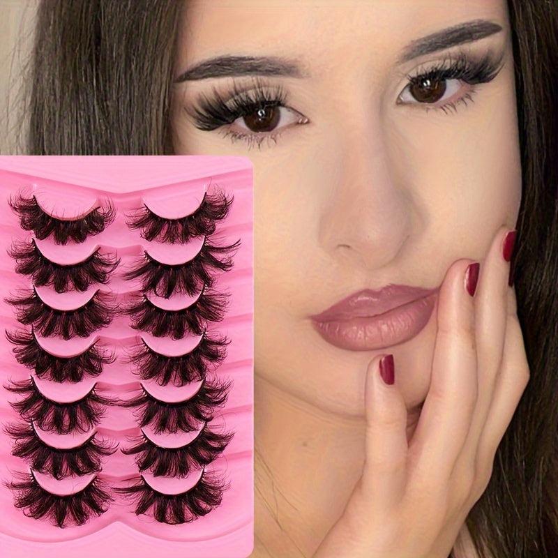 7 Pairs Thick Volume Faux Mink Eyelashes Natural Curly Lashes