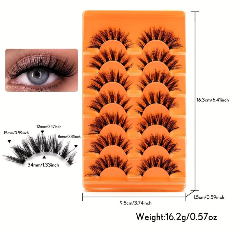 7 Pairs Fluffy Faux Mink False Eyelashes, Natural Look Lashes Extension