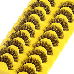 10 Pairs 6D Mink Lashes Fluffy Soft Wispy Natural Cross Eyelashes