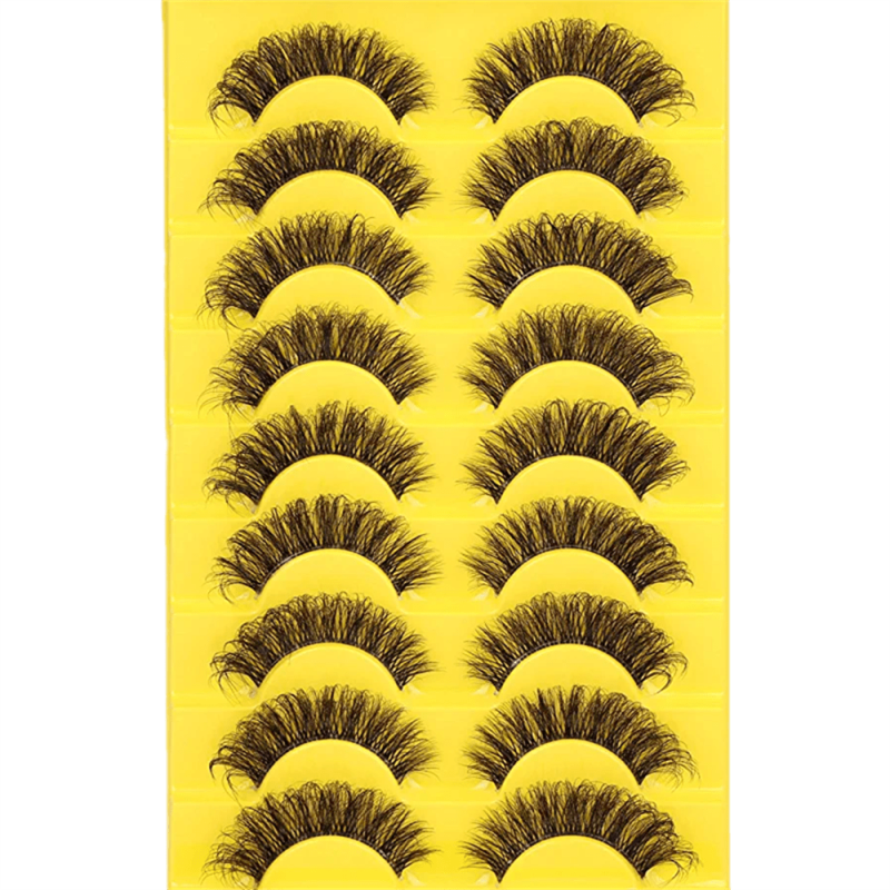 10 Pairs 6D Mink Lashes Fluffy Soft Wispy Natural Cross Eyelashes