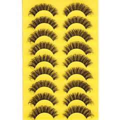 10 Pairs 6D Mink Lashes Fluffy Soft Wispy Natural Cross Eyelashes