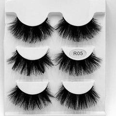 3 Pairs Fluffy 3D False Eyelashes Thick Curling Faux Mink