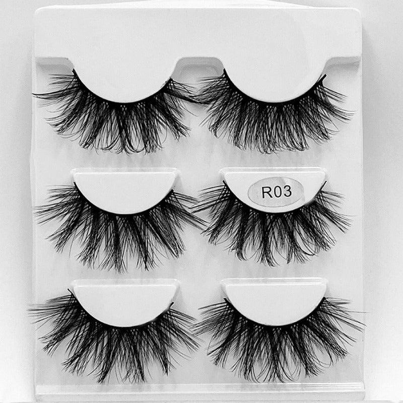 3 Pairs Fluffy 3D False Eyelashes Thick Curling Faux Mink