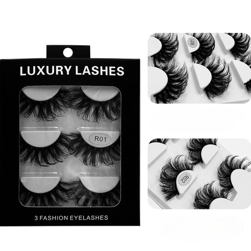 3 Pairs Fluffy 3D False Eyelashes Thick Curling Faux Mink