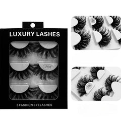 3 Pairs Fluffy 3D False Eyelashes Thick Curling Faux Mink
