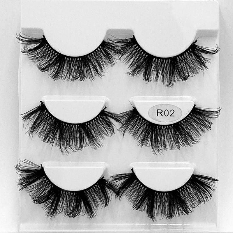 3 Pairs Fluffy 3D False Eyelashes Thick Curling Faux Mink