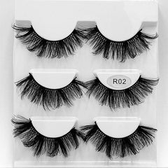 3 Pairs Fluffy 3D False Eyelashes Thick Curling Faux Mink