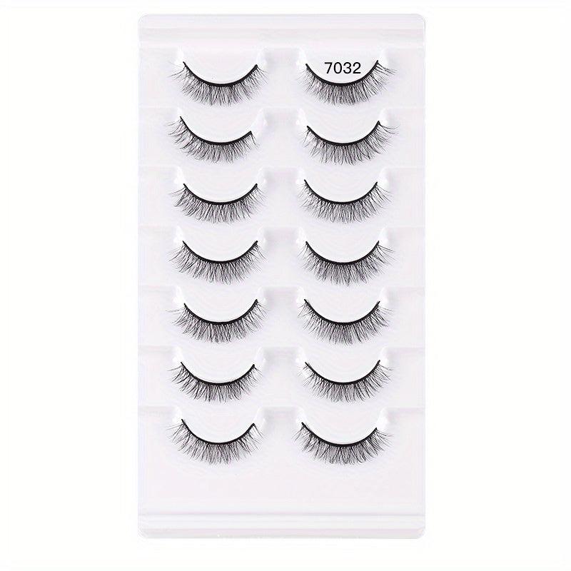 7 Pairs Natural Thick False Eyelashes Curling Volume Short Lashes