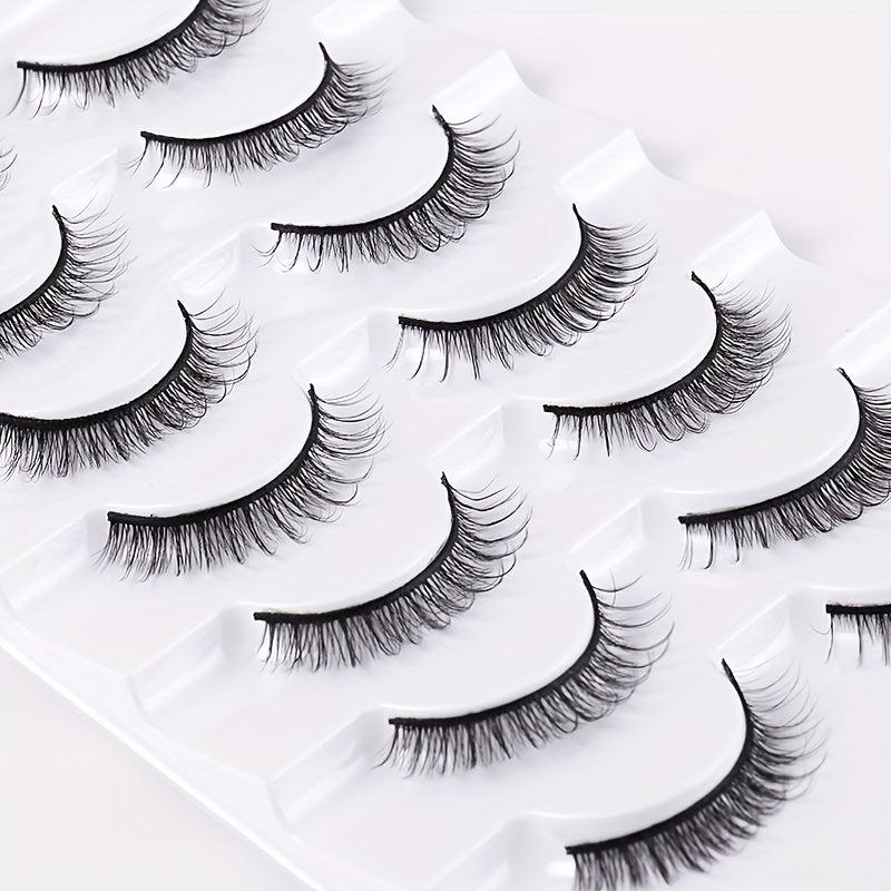 7 Pairs Natural Thick False Eyelashes Curling Volume Short Lashes