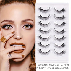 7 Pairs Natural Thick False Eyelashes Curling Volume Short Lashes