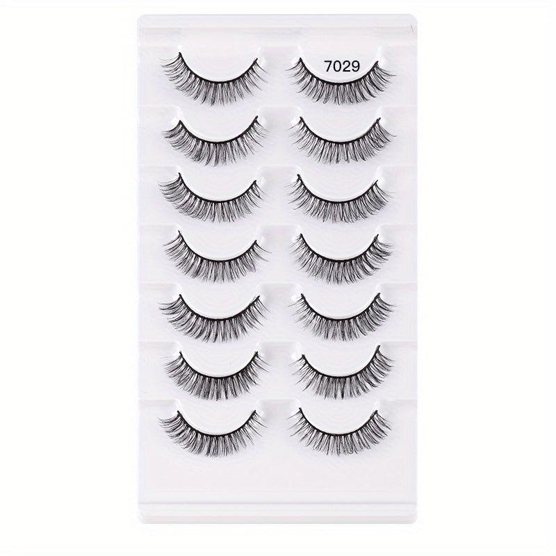 7 Pairs Natural Thick False Eyelashes Curling Volume Short Lashes