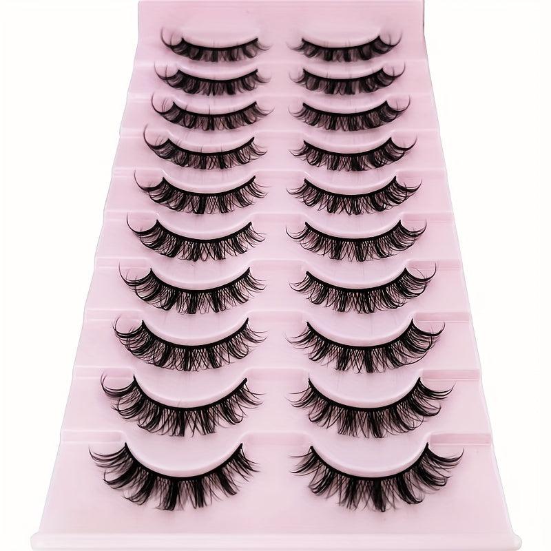 10 Pairs Cosplay False Eyelashes D Curl Natural Look Anime Makeup
