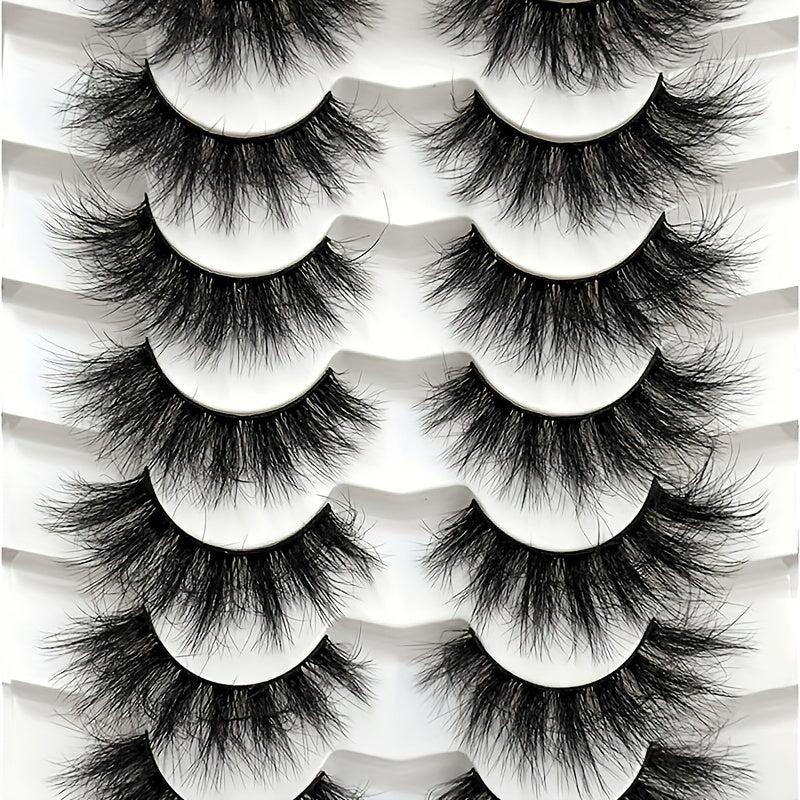 7 Pairs Cat Eye Lashes Fluffy Faux Mink Natural Look False Eyelashes