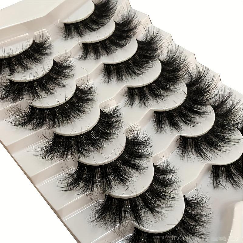 7 Pairs Cat Eye Lashes Fluffy Faux Mink Natural Look False Eyelashes