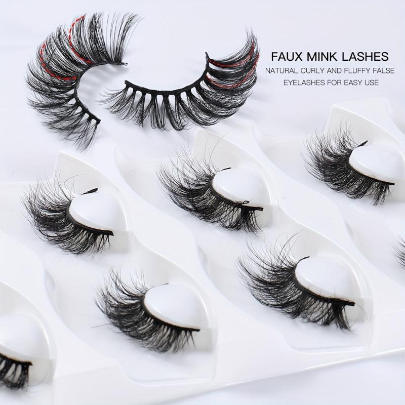 5 Pairs False Eyelashes Thick Cross Eyelashes Festivals Cosplay Makeup