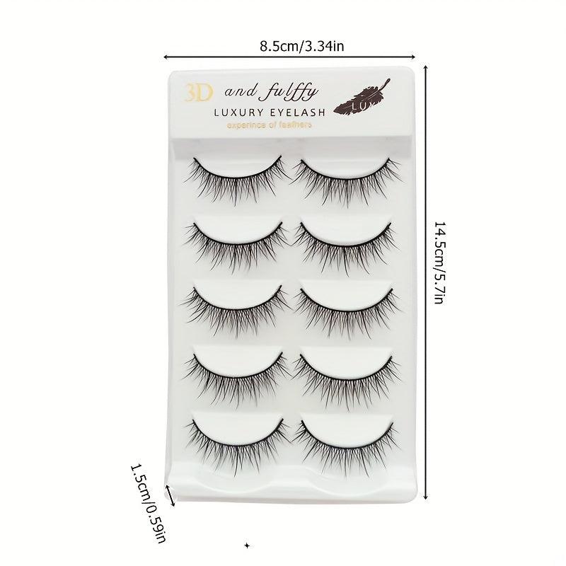 5 Pairs Natural Look False Eyelashes Fluffy Curling Crossed Lashes