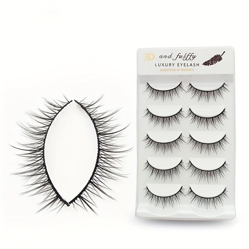 5 Pairs Natural Look False Eyelashes Fluffy Curling Crossed Lashes