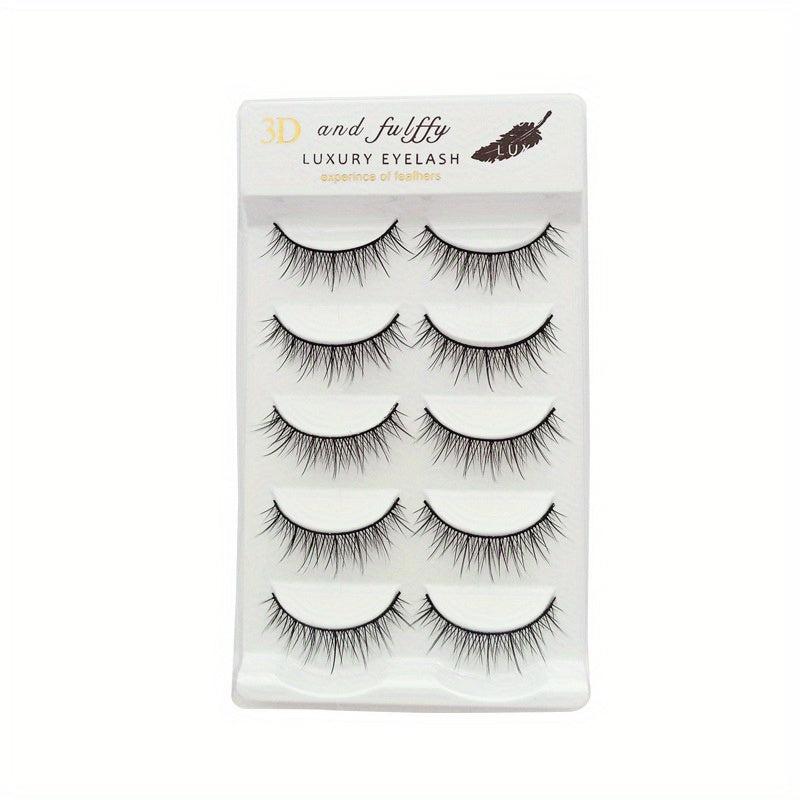 5 Pairs Natural Look False Eyelashes Fluffy Curling Crossed Lashes