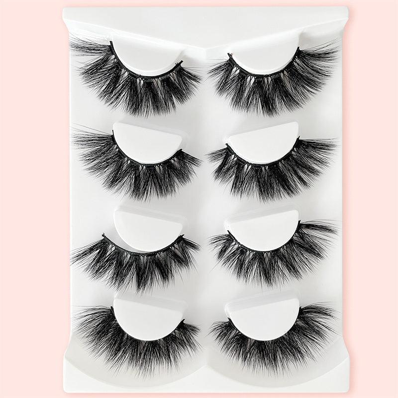 4 Pairs Full Curling False Eyelashes Daily Use Fluffy Delicate Eyelashes
