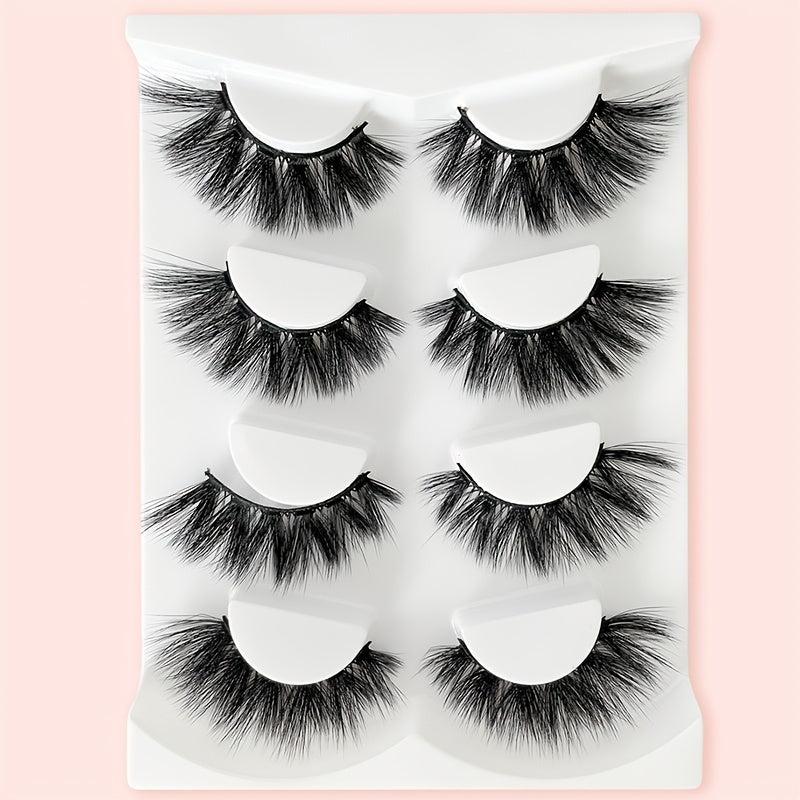 4 Pairs Full Curling False Eyelashes Daily Use Fluffy Delicate Eyelashes