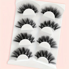 4 Pairs Full Curling False Eyelashes Daily Use Fluffy Delicate Eyelashes