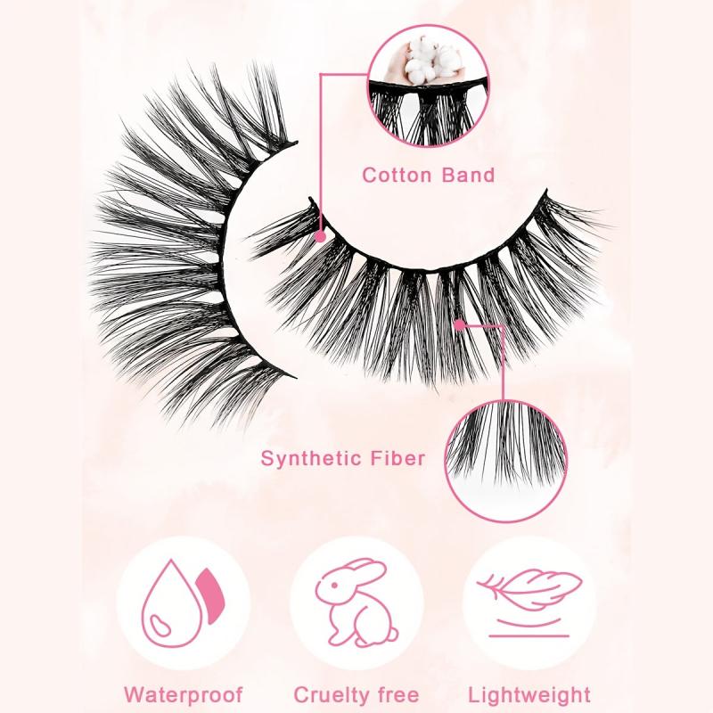 5 Pairs 16mm Fluffy Volume Faux Mink False Eyelashes Natural Look