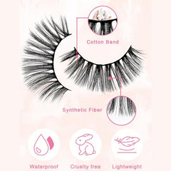 5 Pairs 16mm Fluffy Volume Faux Mink False Eyelashes Natural Look