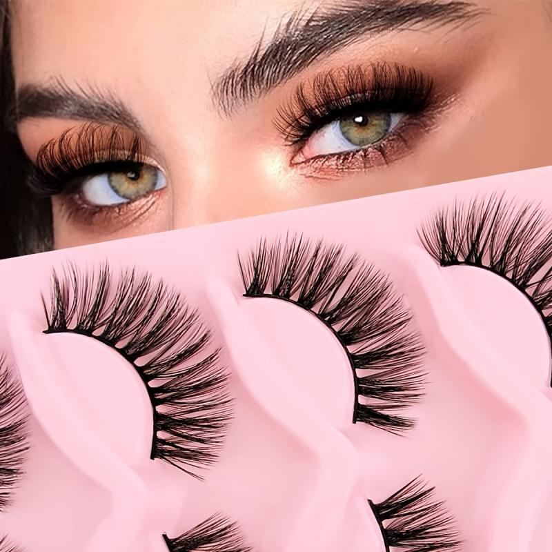 5 Pairs 16mm Fluffy Volume Faux Mink False Eyelashes Natural Look