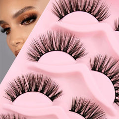 5 Pairs 16mm Fluffy Volume Faux Mink False Eyelashes Natural Look