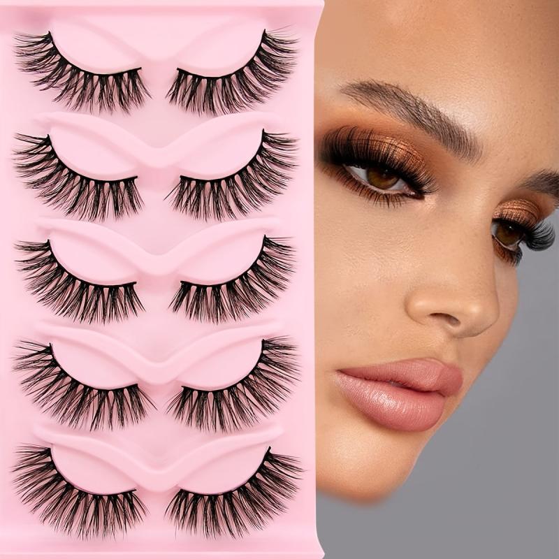 5 Pairs 16mm Fluffy Volume Faux Mink False Eyelashes Natural Look