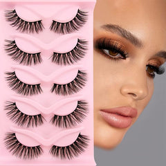 5 Pairs 16mm Fluffy Volume Faux Mink False Eyelashes Natural Look