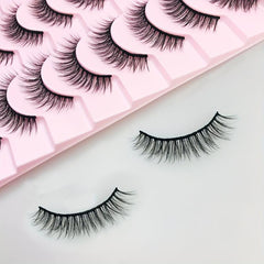 10 Pairs Faux Mink Eyelashes Natural Look Slender Curling False Eyelashes