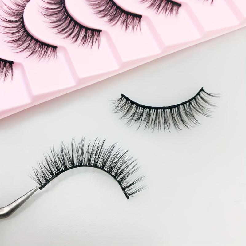 10 Pairs Faux Mink Eyelashes Natural Look Slender Curling False Eyelashes