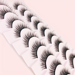 10 Pairs Faux Mink Eyelashes Natural Look Slender Curling False Eyelashes