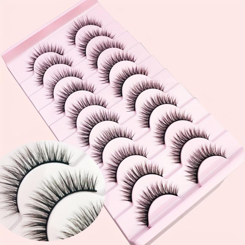 10 Pairs Faux Mink Eyelashes Natural Look Slender Curling False Eyelashes