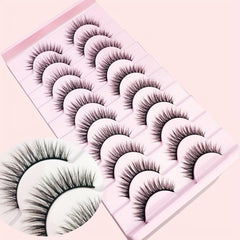 10 Pairs Faux Mink Eyelashes Natural Look Slender Curling False Eyelashes