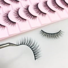 10 Pairs Faux Mink Eyelashes Natural Look Slender Curling False Eyelashes