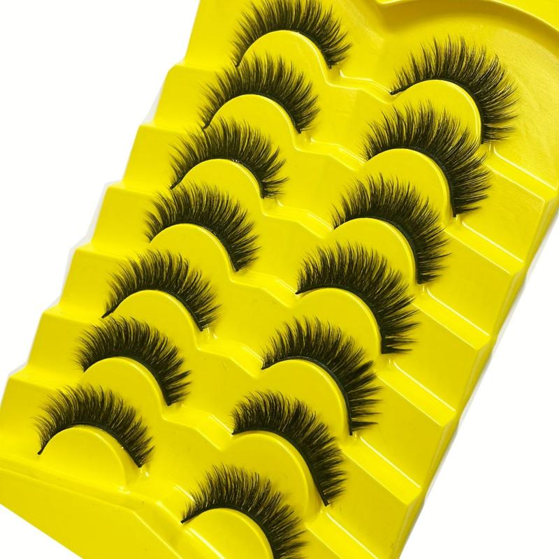 3D Faux Mink Lashes Strips 7 Pairs C Curling False Eyelashes