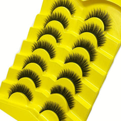 3D Faux Mink Lashes Strips 7 Pairs C Curling False Eyelashes