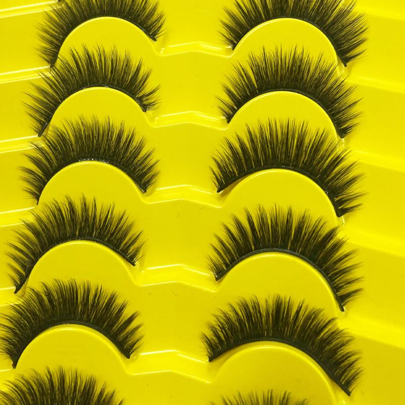3D Faux Mink Lashes Strips 7 Pairs C Curling False Eyelashes
