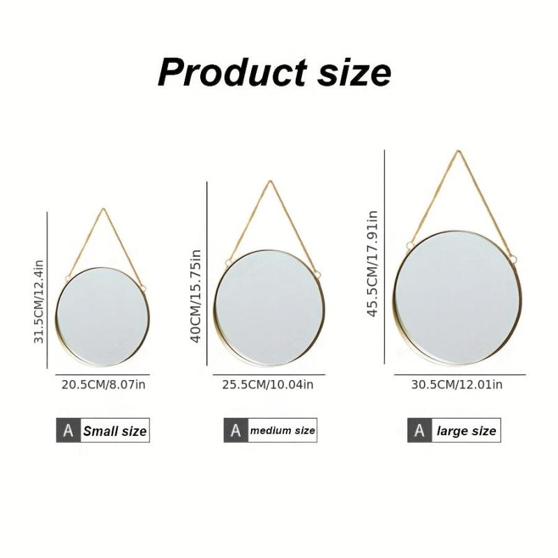 Round Wall Mirror with Chain for Home Decor