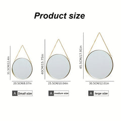 Round Wall Mirror with Chain for Home Decor