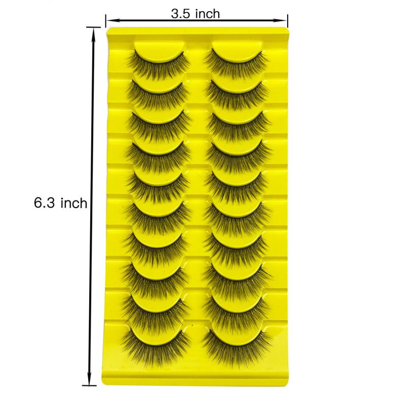10 Pairs Natural Wispy False Eyelashes 15-20mm Faux Mink Fluffy Strip Lashes