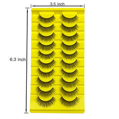 10 Pairs Natural Wispy False Eyelashes 15-20mm Faux Mink Fluffy Strip Lashes