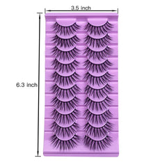 10 Pairs Natural Wispy False Eyelashes 15-20mm Faux Mink Fluffy Strip Lashes