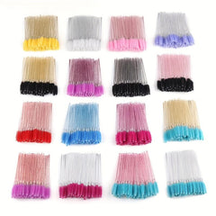 50pcs Crystal Eyelash Mascara Brushes Wands For Makeup