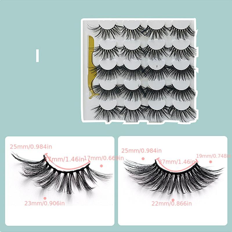 10 Pairs False Eyelashes With Tweezers 20mm 25mm Faux Mink Eye Lashes Extension